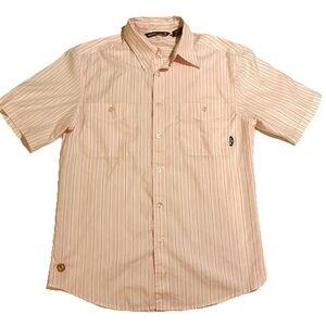 Element Skate Shirt Light Pink Striped Short Sleeve Button Down Mens Small